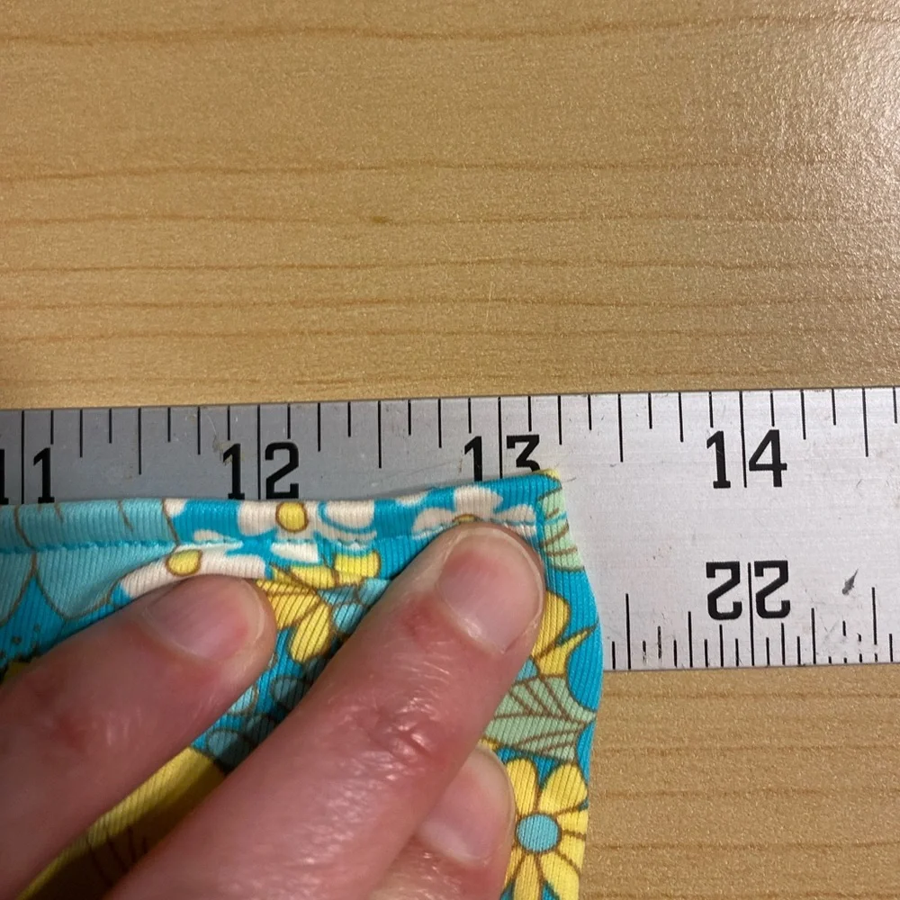 Floral Triangle Top Ruched Bottom Side Ties Bikini Turquoise Yellow Size Small